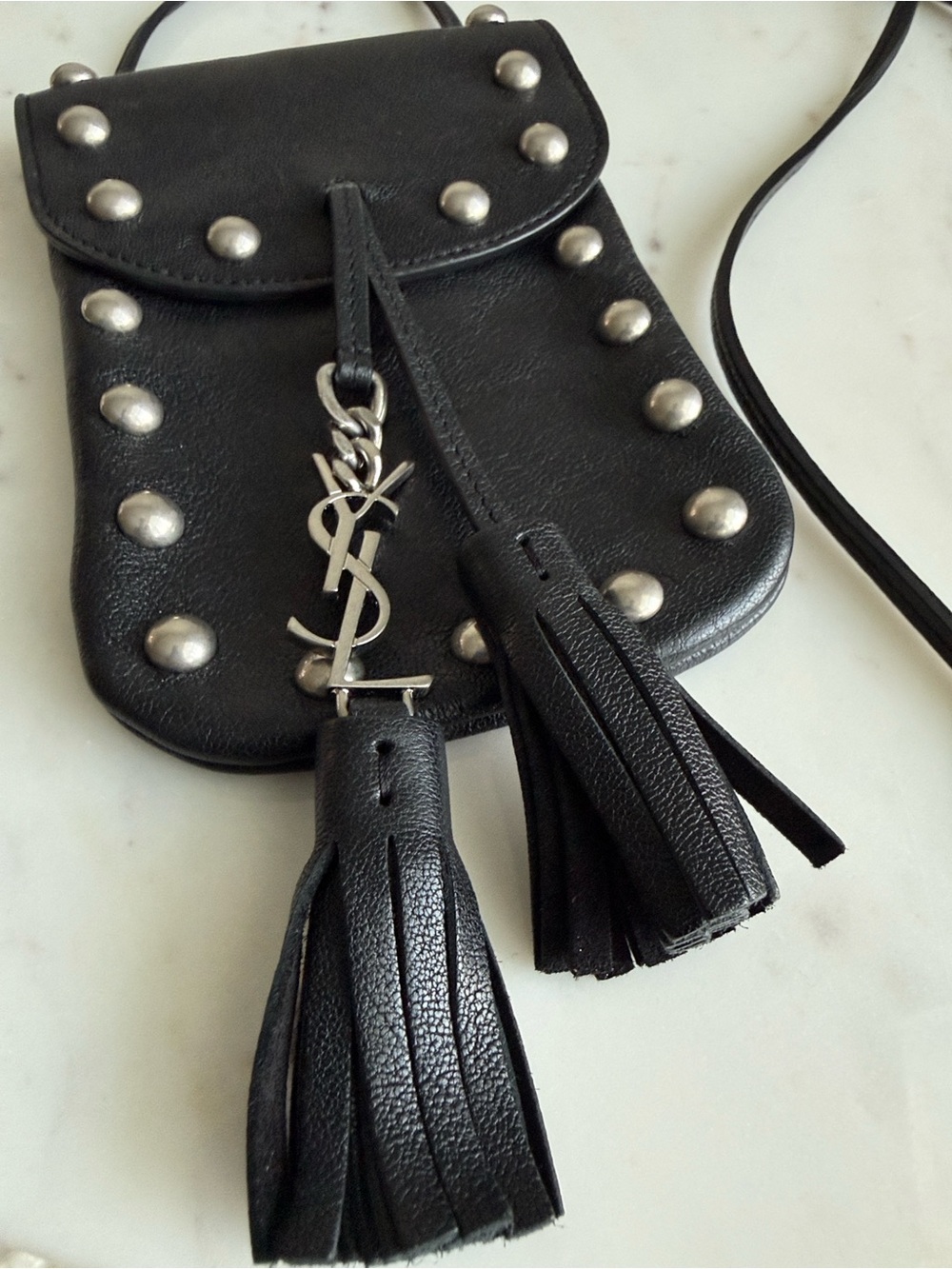 Saint Laurent Mini Studded Leather Pouch